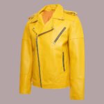 unisex Yellow Leather Jacket