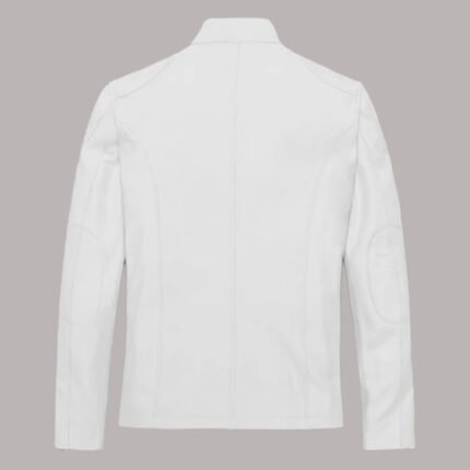 Back View of white Leather Jacket