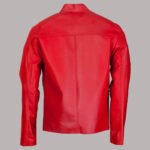 Back view of Red Leather Jacket Men