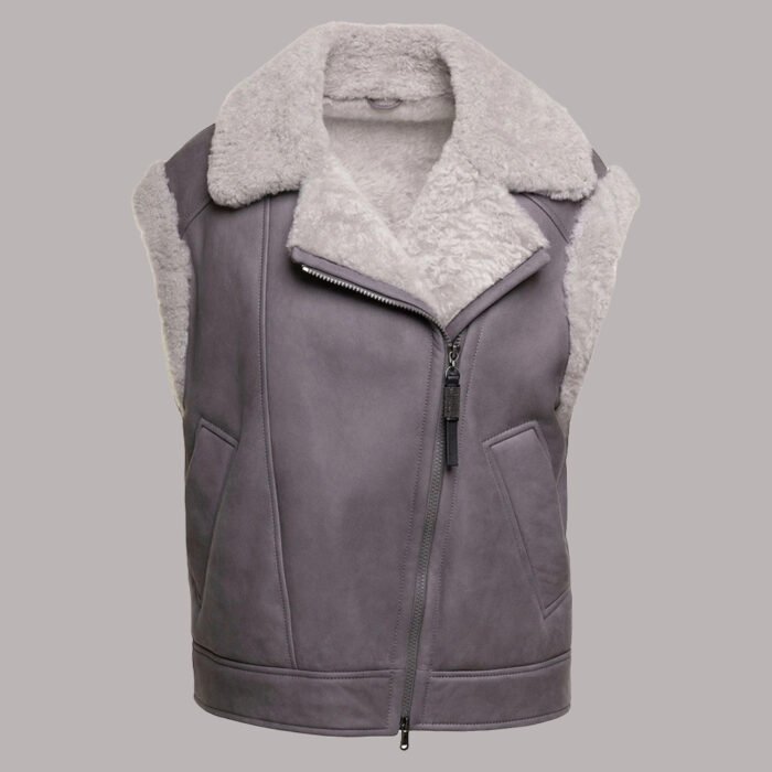 Front view of Women Shearling Vest