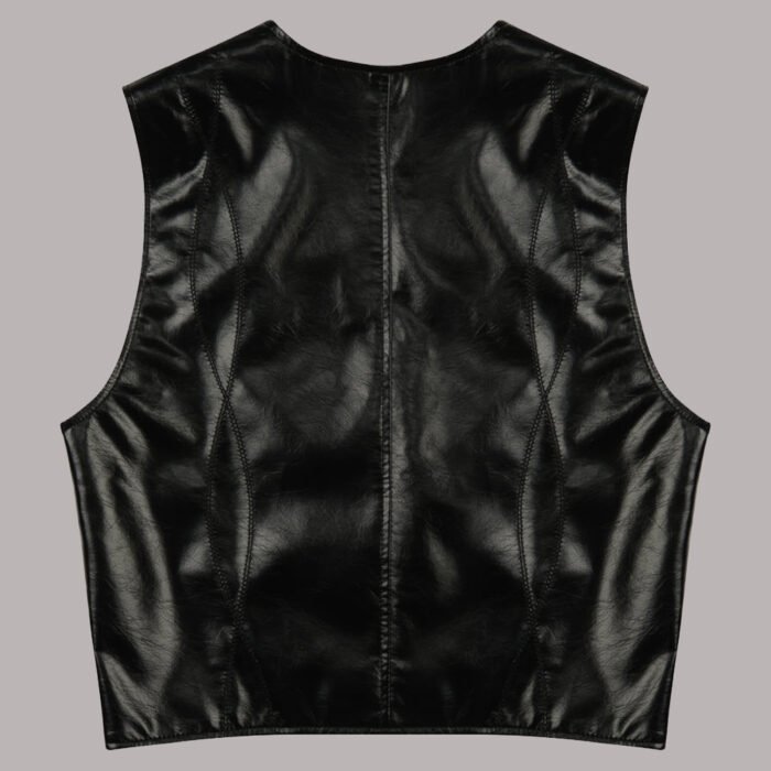 Back View of Cropped Leather Vest