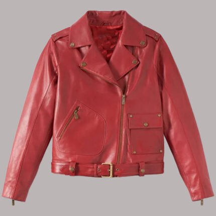 Red Leather Moto Jacket