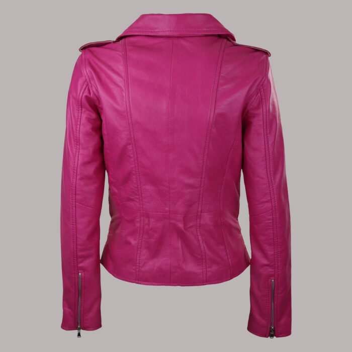 Pink Leather Motorcycle Jacket Genuine Leather