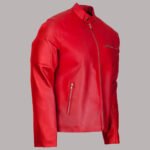 Side view of Red Leather Jacket Men