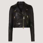 cropped leather jacket/Genuine Leather