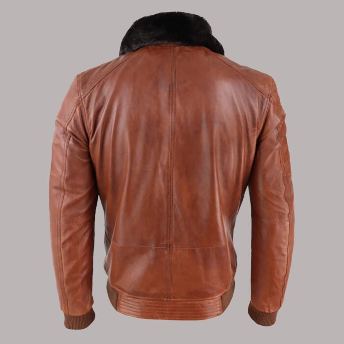 Back View Tan Leather Jacket