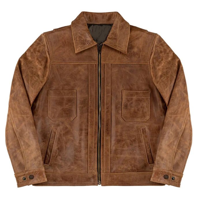 Brown Leather Western Jacket