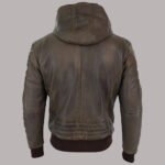 Men Genuine Leather Sheepskin Hooded