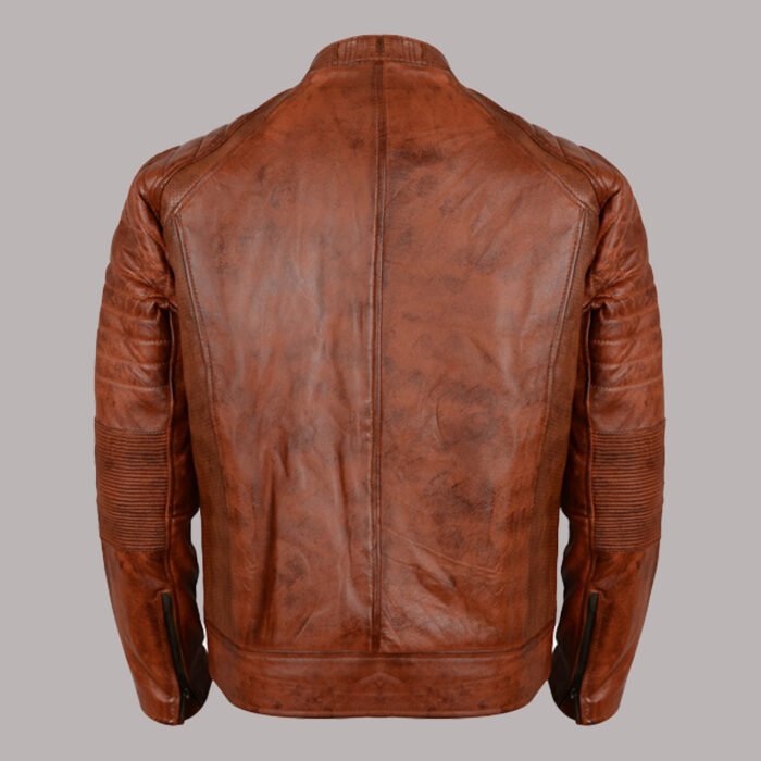 Men Distressed Brown Leather Jacket