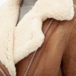 Front View Of Leather Sherpa Jacket Women's