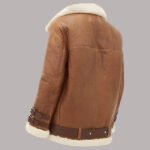 Back View Of Leather Sherpa Jacket Women's