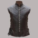 Front view of Vintage Leather Vest Mens
