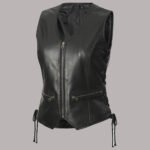 Side view of Leather Vest Women's Motorcycle