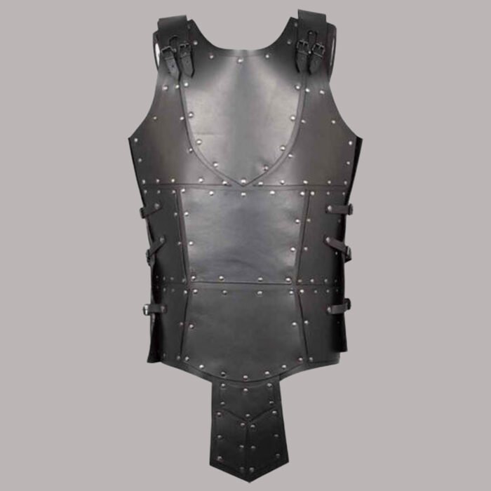 Front view of viking leather vest