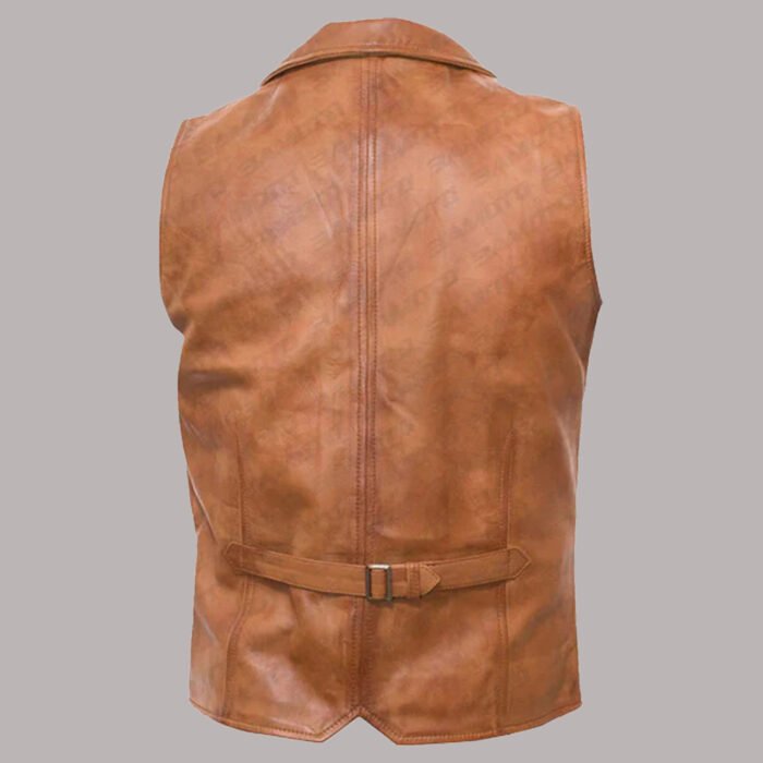 Back view of Tan Leather Vest