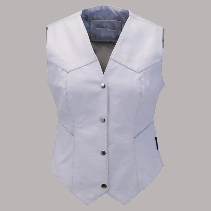 Front view of White Leather Vest