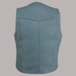 Back View of blue leather motorcycle vest