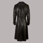 Back View Of Black Leather Jacket Trench