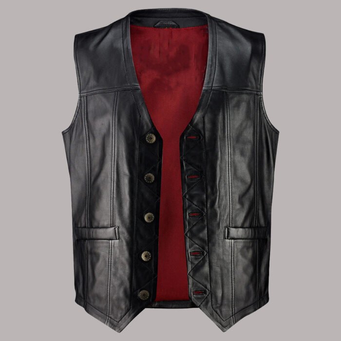 Front of Long Leather Vest