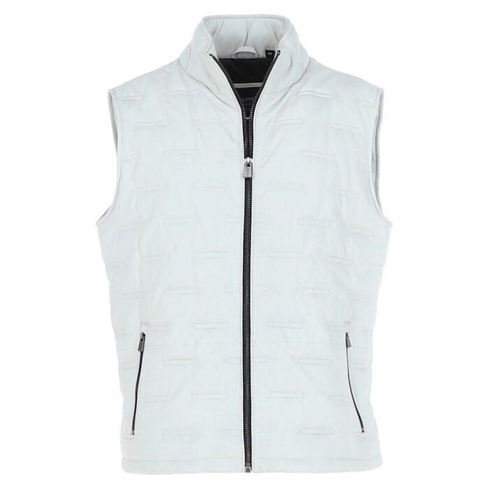 Mens White Leather Vest