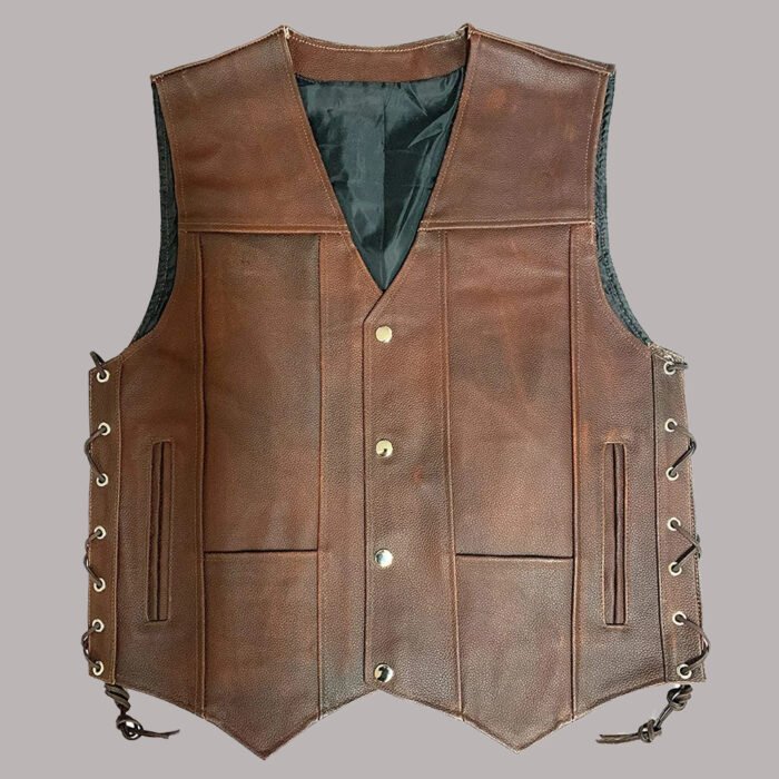 Front view of Leather Jacket Vest