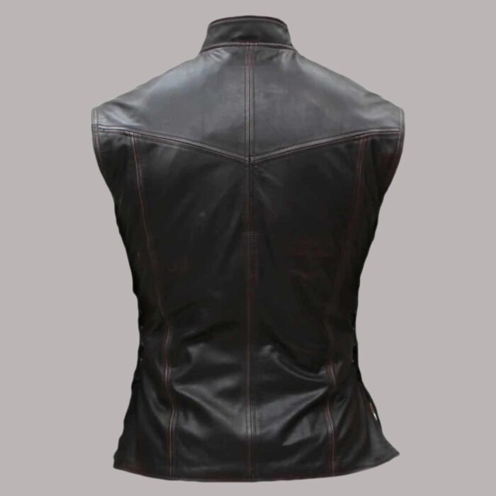 Back view of Vintage Leather Vest Mens