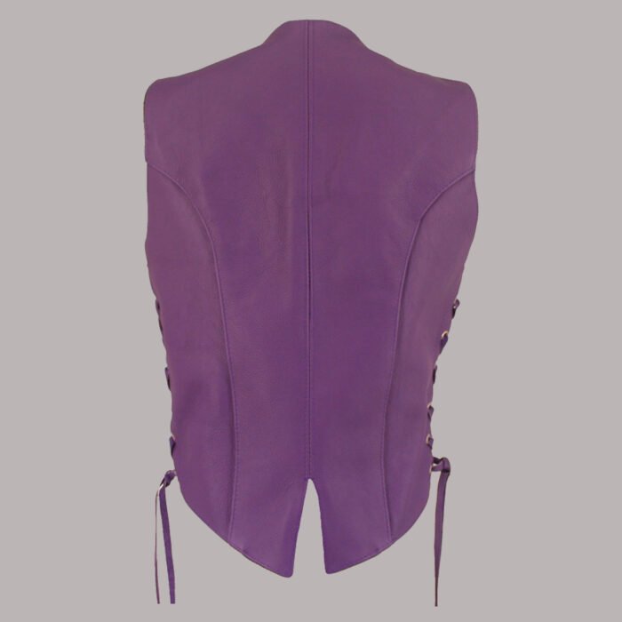 Back view of Purple Leather Vest