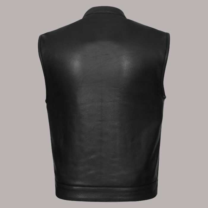 Back View of leather biker vest with gun pockets