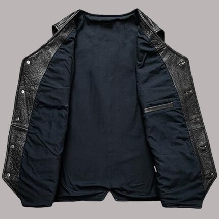 Inner view of Vintage leather vest mens