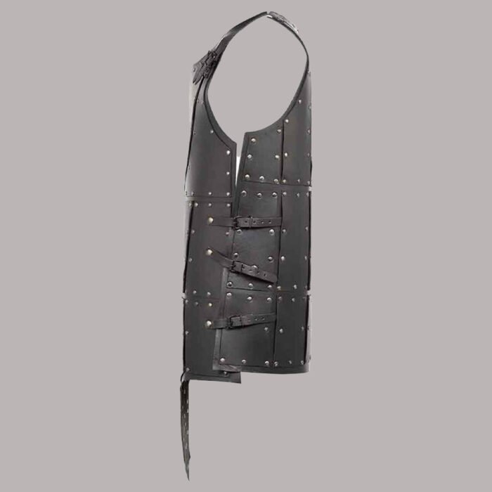 side view of viking leather vest