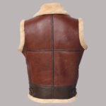 Back view of leather shearling vest