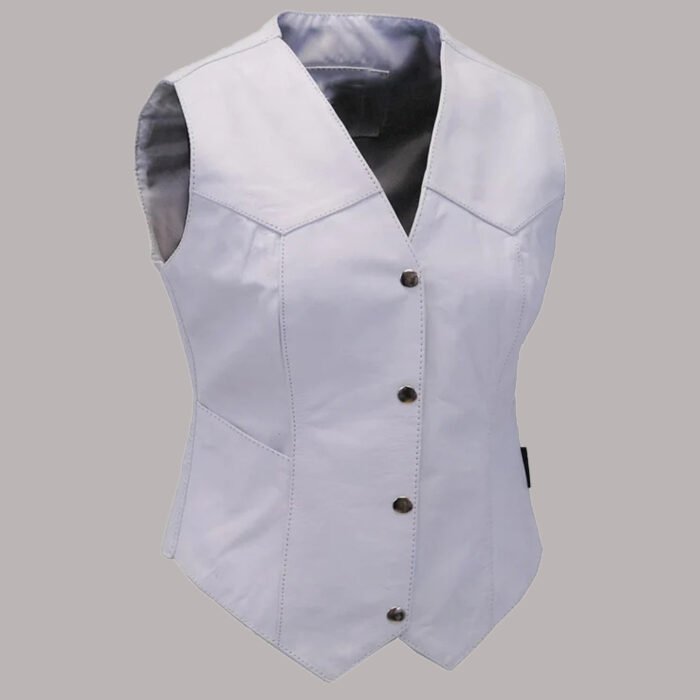 Front view of White Leather Vest