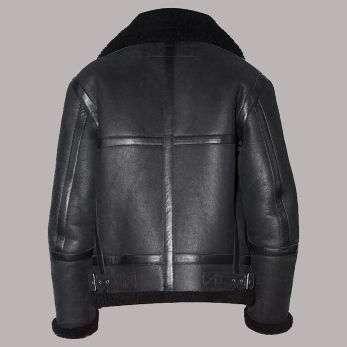 Back View of Black Shearling Jacket