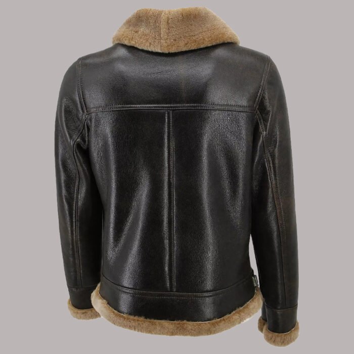 Back View of Leather And Fur Jacket