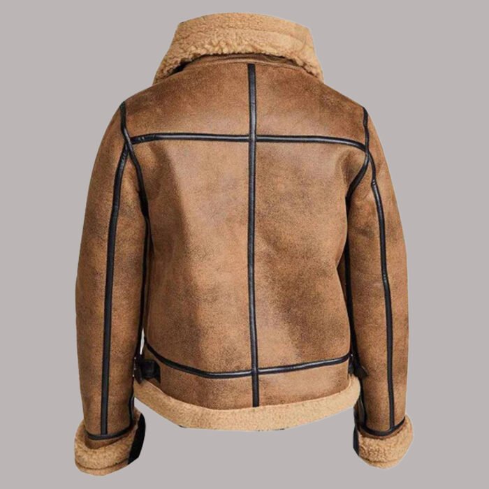 Back View Of Brown Shearling Aviator Jacket