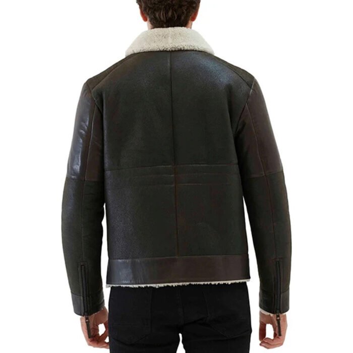 Shearling Collar Leather Jacket