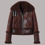 Brown Leather Shearling Jacket Womens