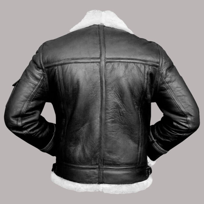 Black Leather Jacket With White Fur