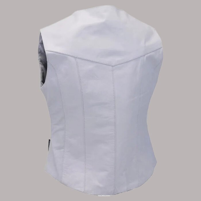 Back view of White Leather Vest