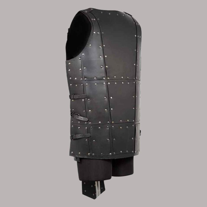 side view of viking leather vest