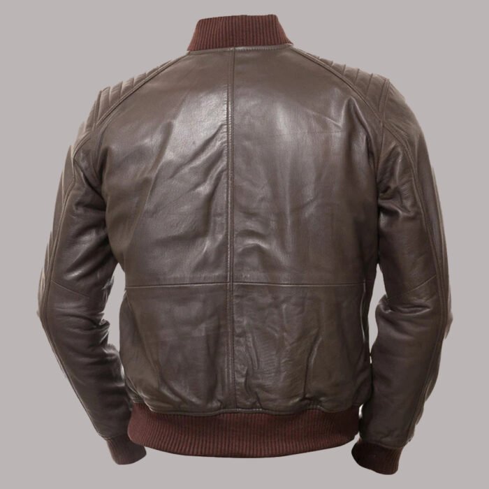 Back View Of Dark Brown Leather Jacket