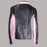 Back View of Black And Pink Leather Jacket