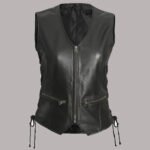 Front view of Leather Vest Women's Motorcycle