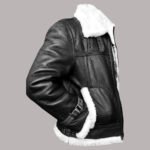 Black Leather Jacket With White Fur