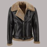 Front View of Leather And Fur Jacket