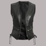 Front view of Leather Vest Women's Motorcycle