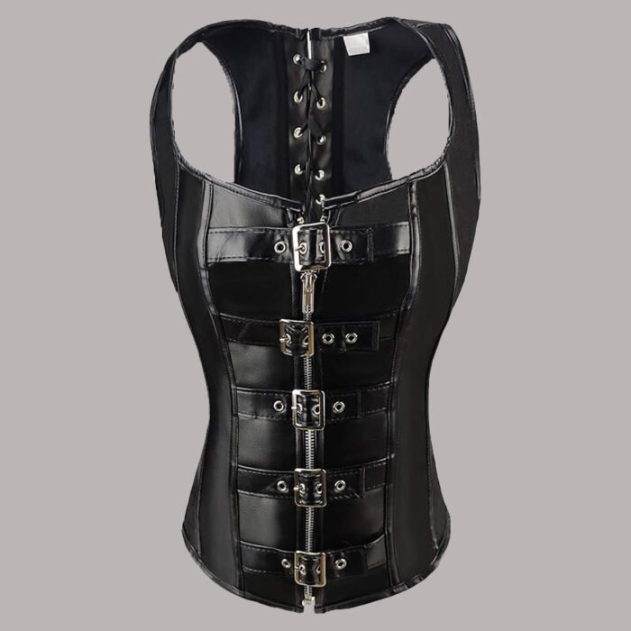 Front view of Leather Corset Vest