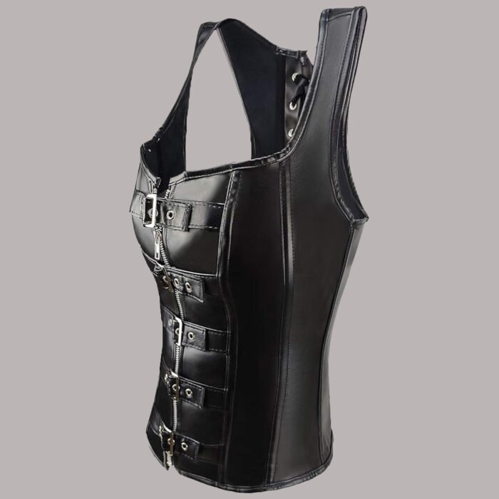 Side view of Leather Corset Vest