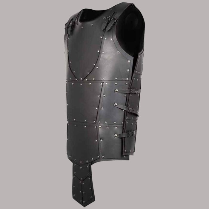 side view of viking leather vest