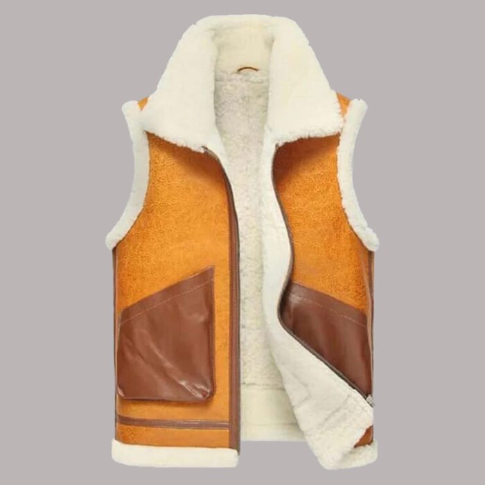 Front view of Leather Fur Vest